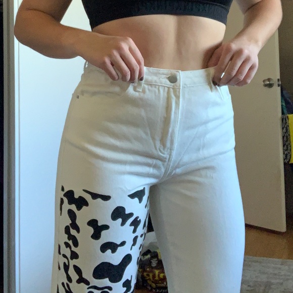 SHEIN Cow Print Jeans - Picture 1 of 5